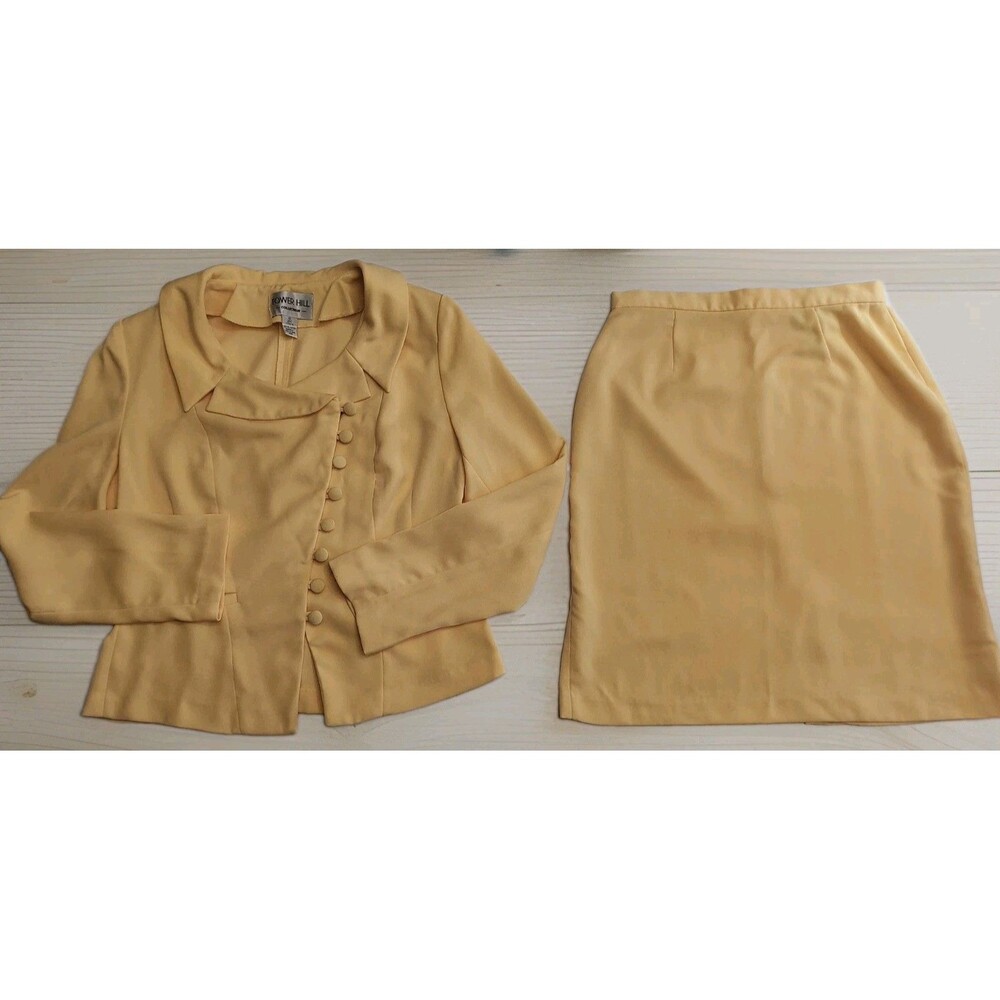 Tower Hill Collection Yellow Vintage 2 Piece Suit and Skirt sz 10 Elástic Waist